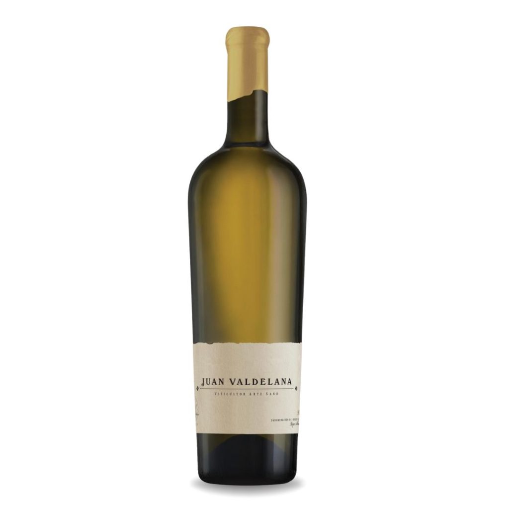 Botella de Viñedo singular Juan Valdelana blanco, vino blanco de Rioja